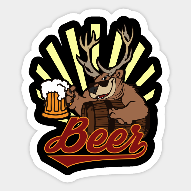 Bear Deer Beer Funny Oktoberfest by Xeire Oktoberfest Sticker